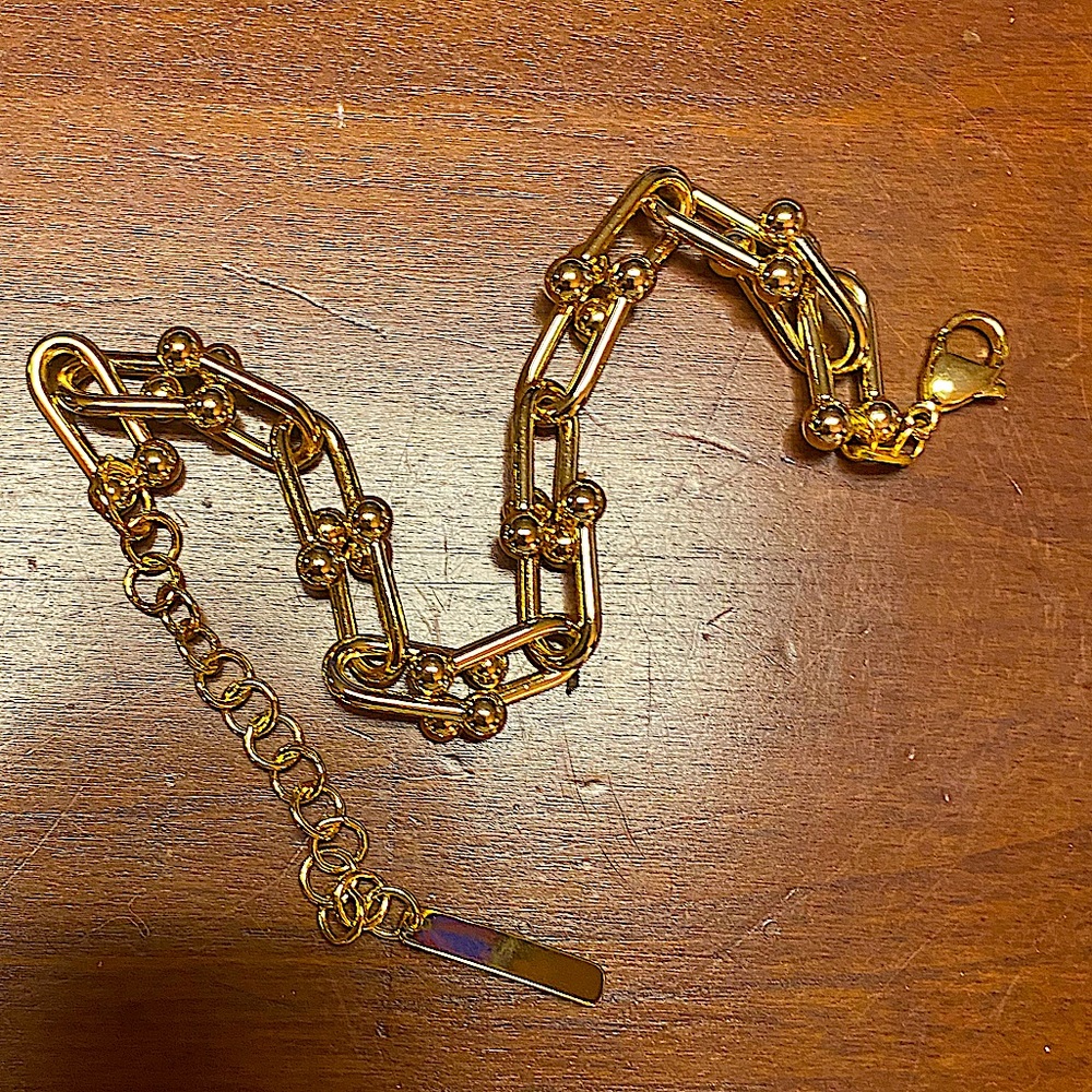 Gold 18K GP Unisex U Shaped Chain Link Bracelet - Picture 9 of 9